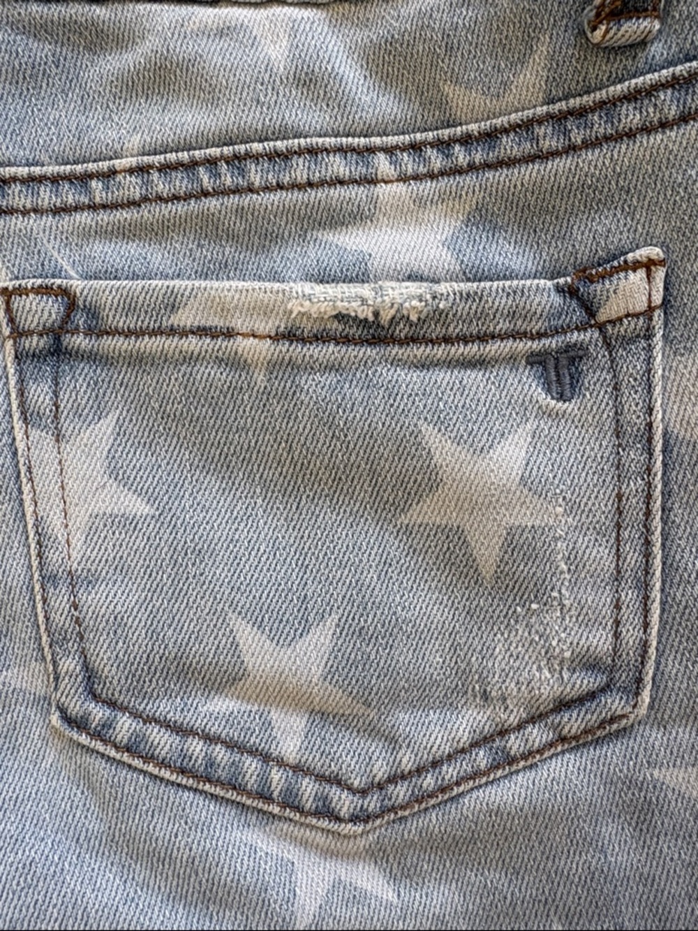 Tractr Light Blue Star-Print Distressed Denim Cotton Shorts - Picture 6 of 7